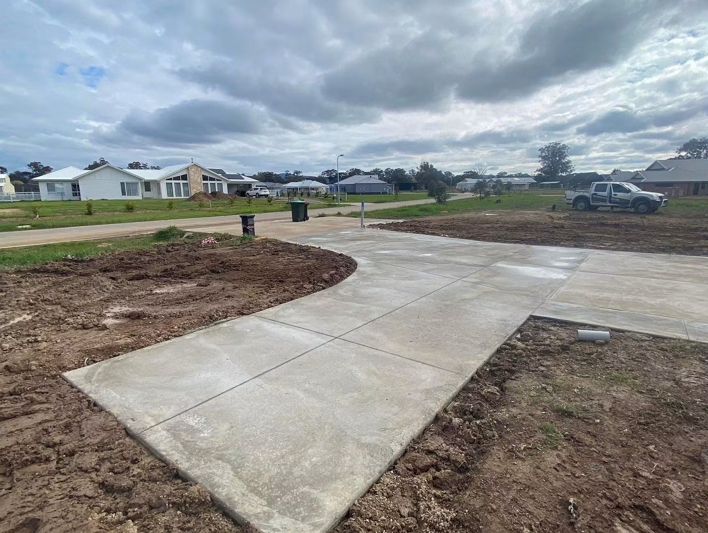 Driveway and concrete preparation outside a home